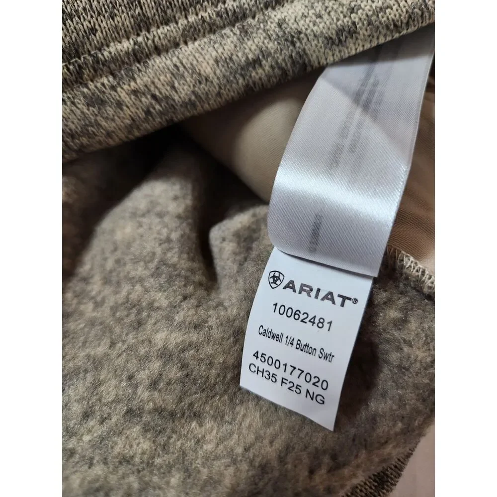 ARIAT Caldwell 1/4 Button Sweater Men's Large Beige